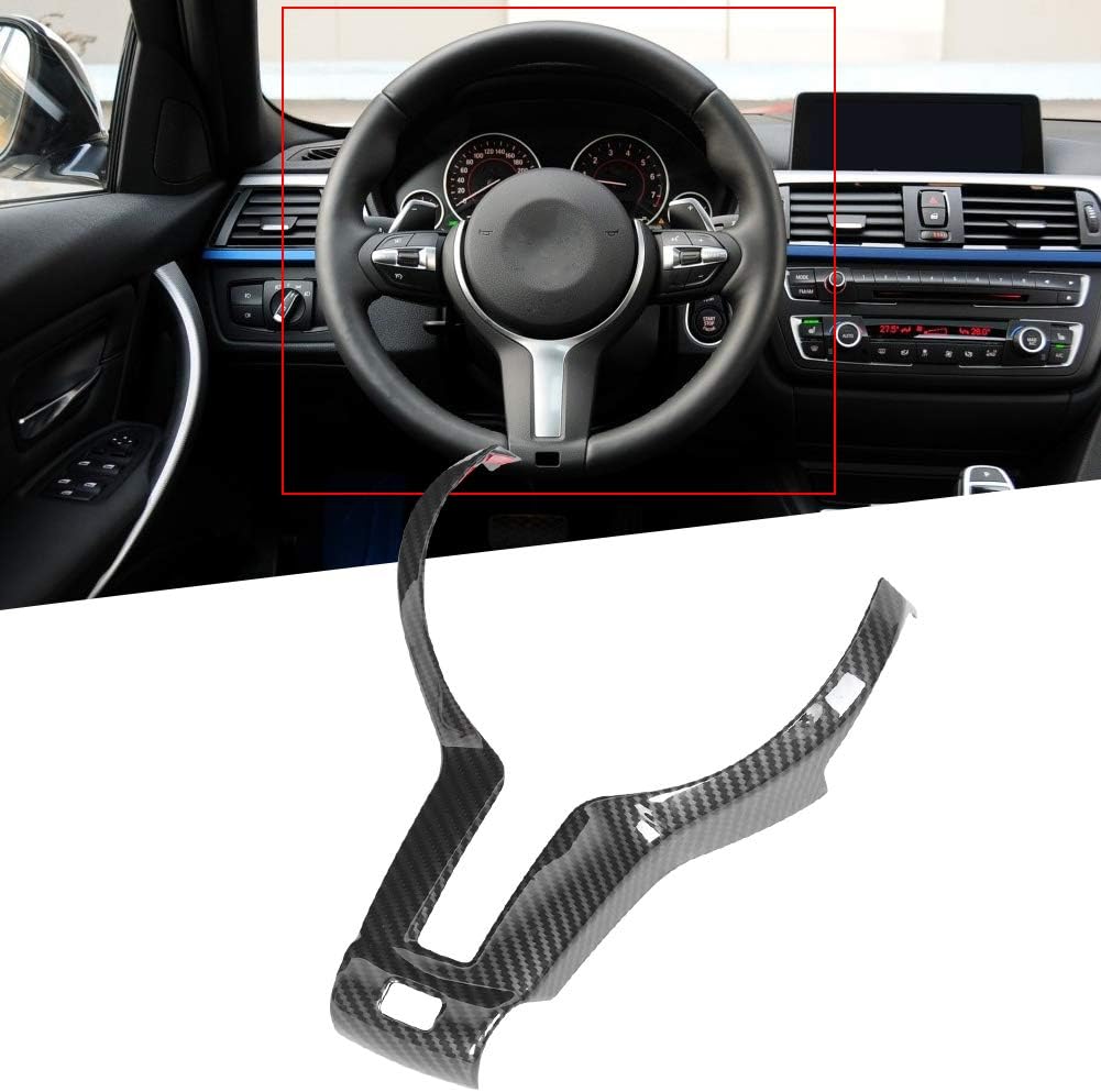 Carbon Fiber Steering Wheel Trim, Carbon Interior Trim Cover M140I Steering Wheel Trim Abs Carbon Fiber Style Interior Decoration For F20 F21 F30 F32 X5 X6 Msport