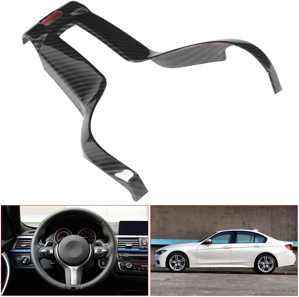 Carbon Fiber Steering Wheel Trim, Carbon Interior Trim Cover M140I Steering Wheel Trim Abs Carbon Fiber Style Interior Decoration For F20 F21 F30 F32 X5 X6 Msport
