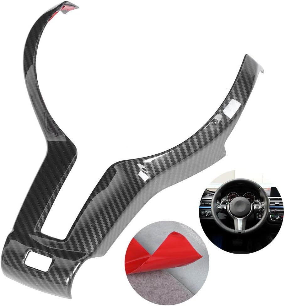 Carbon Fiber Steering Wheel Trim, Carbon Interior Trim Cover M140I Steering Wheel Trim Abs Carbon Fiber Style Interior Decoration For F20 F21 F30 F32 X5 X6 Msport