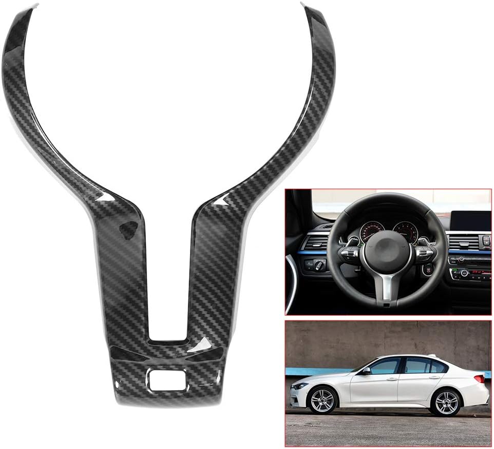 Carbon Fiber Steering Wheel Trim, Carbon Interior Trim Cover M140I Steering Wheel Trim Abs Carbon Fiber Style Interior Decoration For F20 F21 F30 F32 X5 X6 Msport
