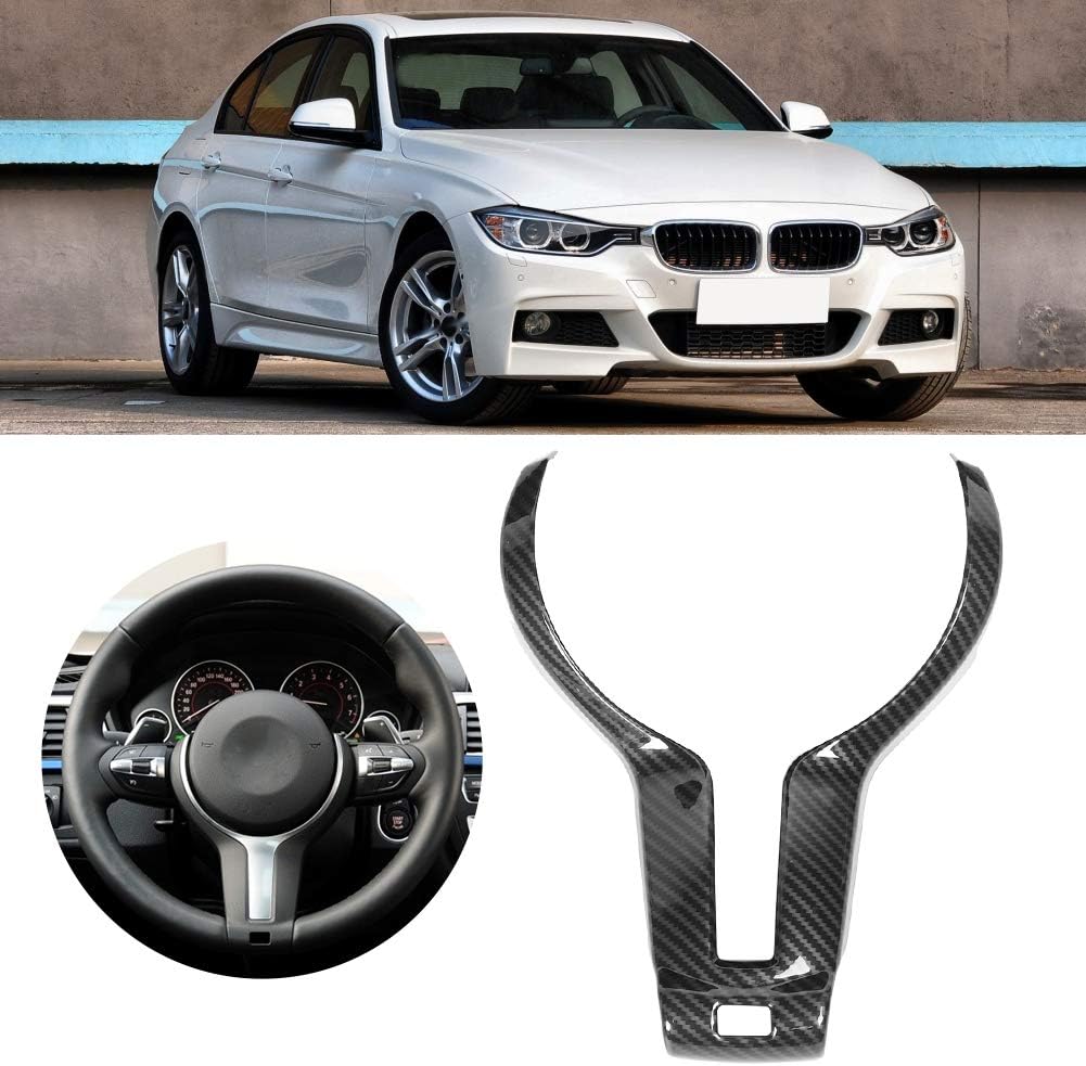 Carbon Fiber Steering Wheel Trim, Carbon Interior Trim Cover M140I Steering Wheel Trim Abs Carbon Fiber Style Interior Decoration For F20 F21 F30 F32 X5 X6 Msport