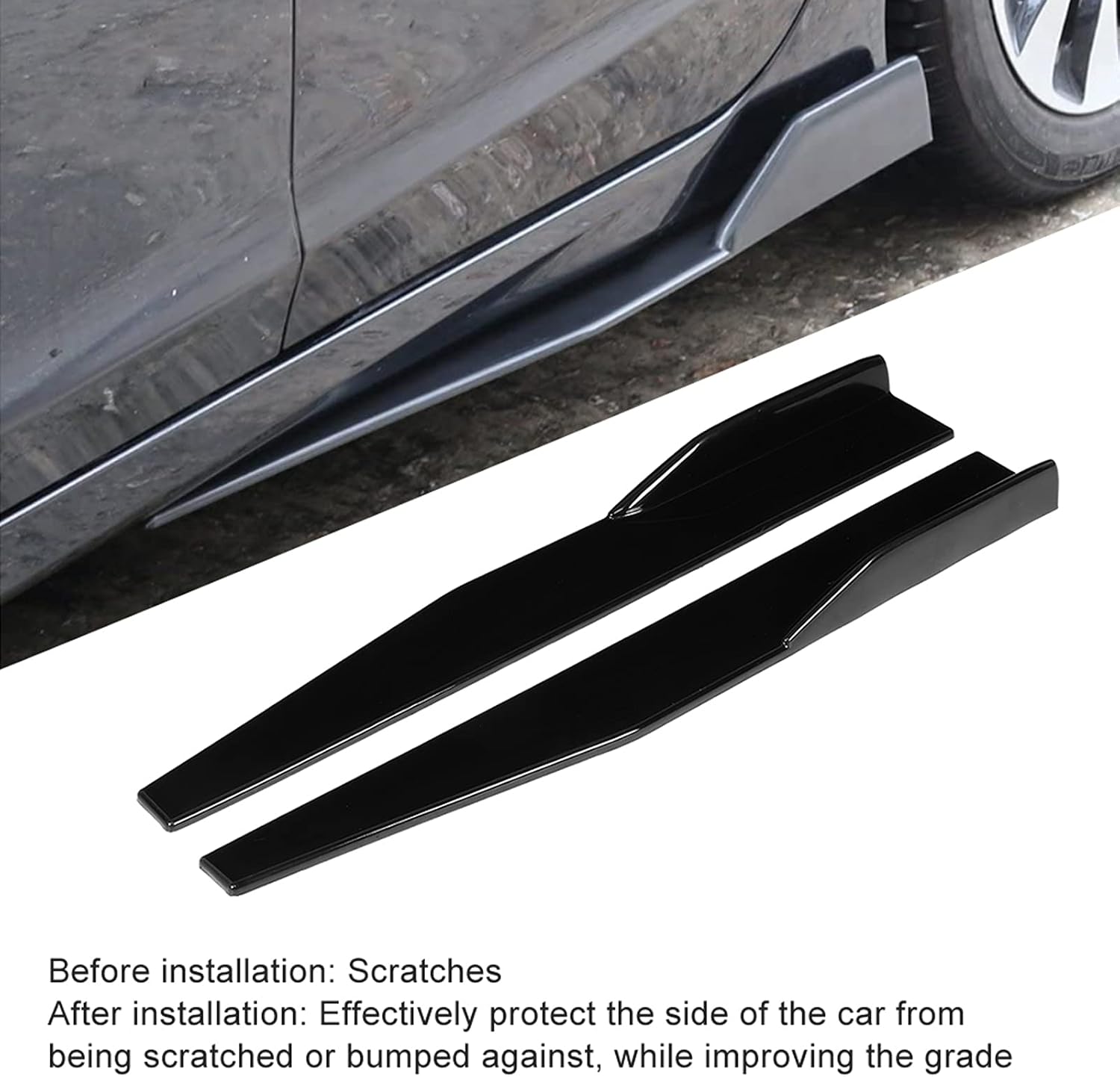 Universal Side Skirts, 29.3in Flexible ABS Car Body Styling Side Skirt, Practical Accessory Side Skirt Rocker Extension Splitter Diffusers Compatible with Most Cars