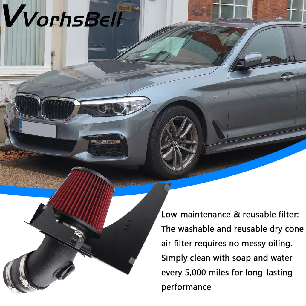 Cold Air Intake Kit Compatible with 2016+ BMW B58 F20 M140i F22 M240i F30 F32 M340i M440i Performance Upgrade with Washable Filter
