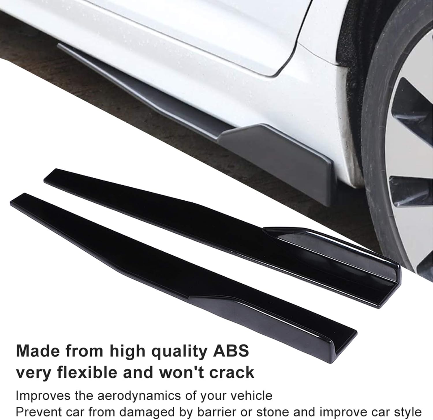 Universal Side Skirts, 29.3in Flexible ABS Car Body Styling Side Skirt, Practical Accessory Side Skirt Rocker Extension Splitter Diffusers Compatible with Most Cars
