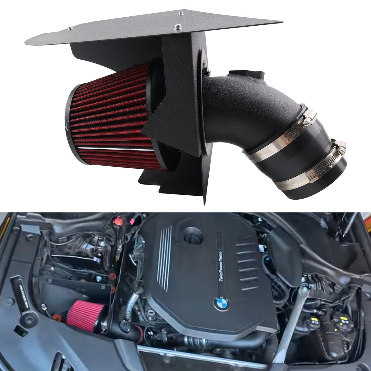 Cold Air Intake Kit Compatible with 2016+ BMW B58 F20 M140i F22 M240i F30 F32 M340i M440i Performance Upgrade with Washable Filter